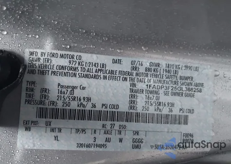 2016 Ford Focus Se из США, поврежденный, VIN 1FADP3F25GL368258